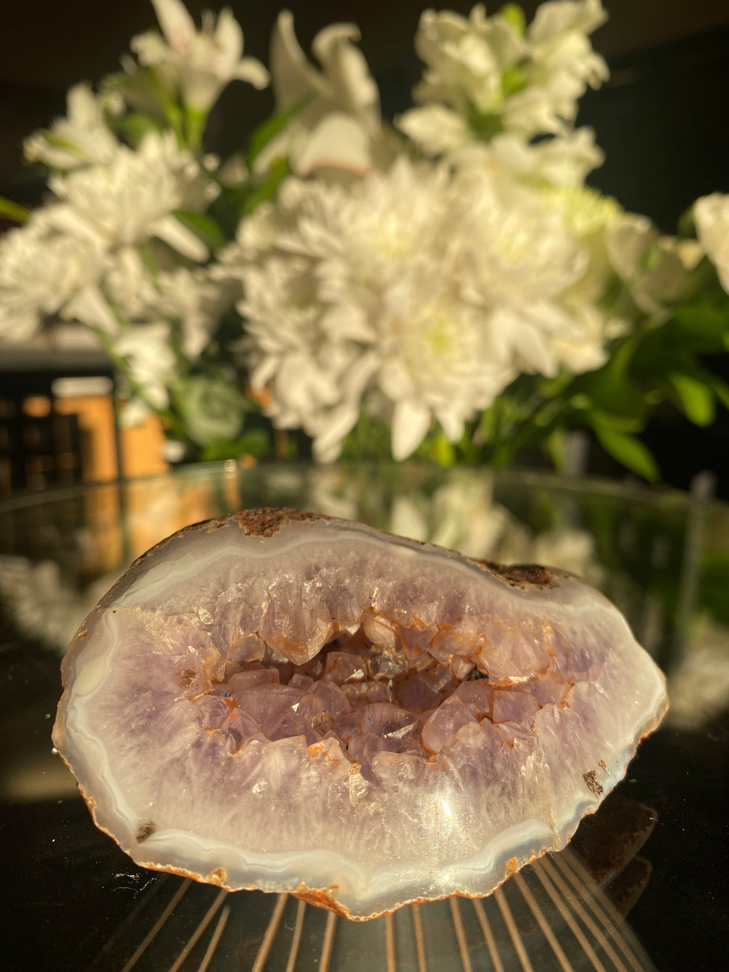 Polished Agate Amethyst Geode