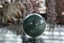 Load image into Gallery viewer, Polished Green Fuchsite Sphere with Pyrite Flecks
