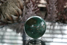 Load image into Gallery viewer, Polished Green Fuchsite Sphere with Pyrite Flecks
